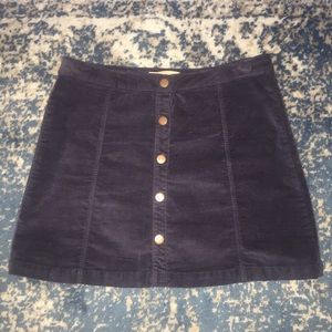 Blue Corduroy Skirt with buttons